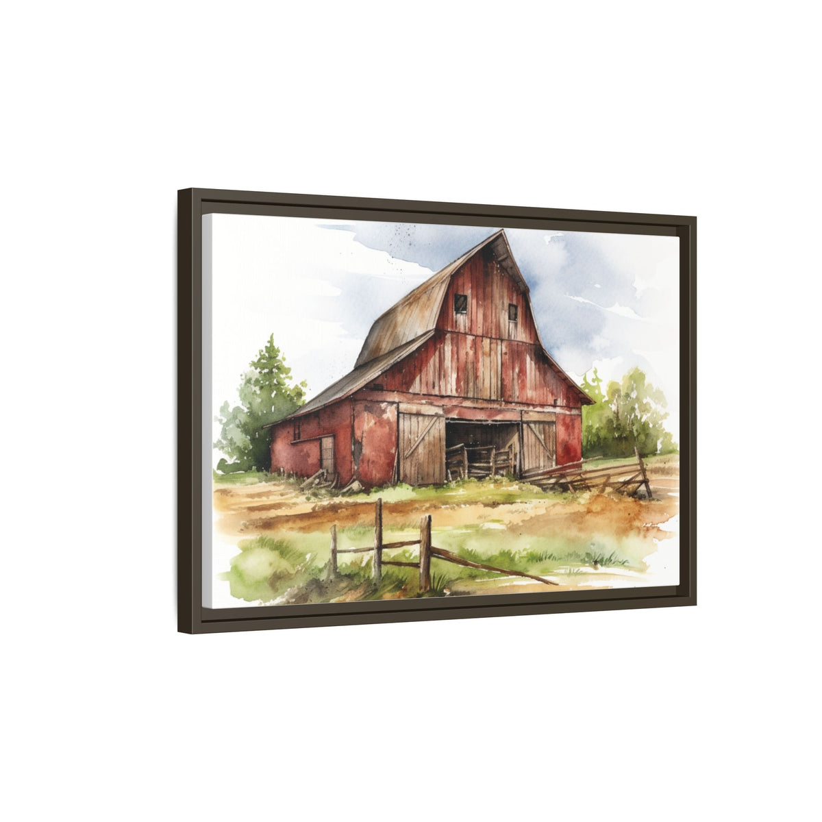 Rustic Red Barn Farmhouse Canvas Wall Art – Country Landscape Barn Print