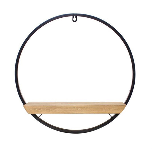 Wood and Iron Circle Shelf Rustic Wall Decor