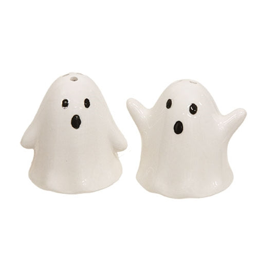 Set of 2 Ceramic Ghost Salt and Pepper Shakers for Halloween