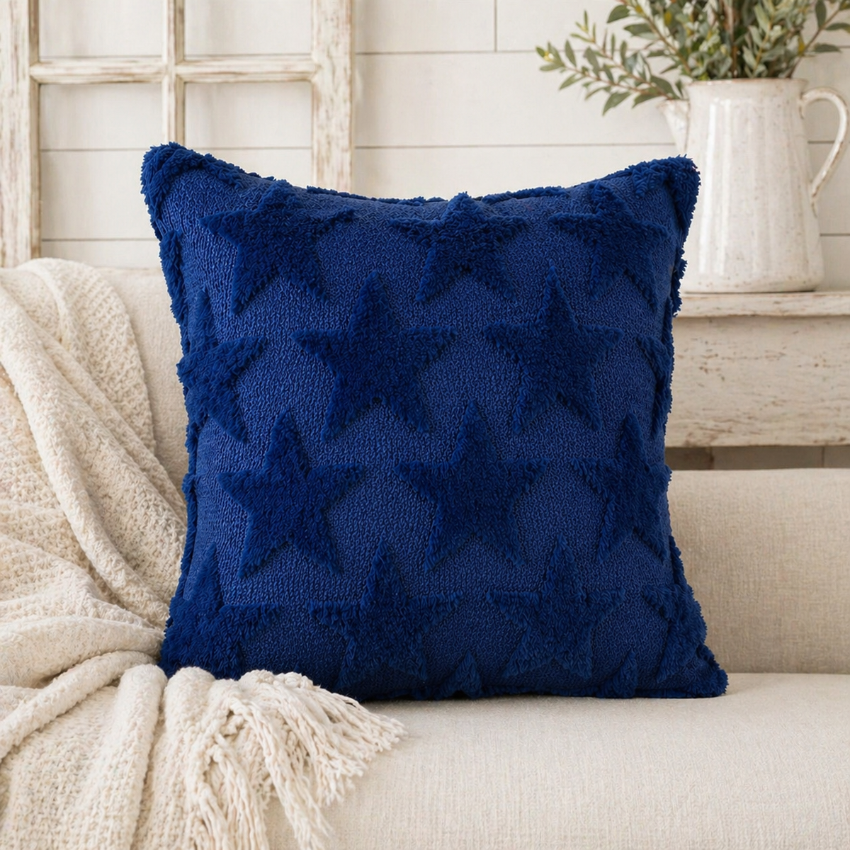 Embroidered Star Pillow