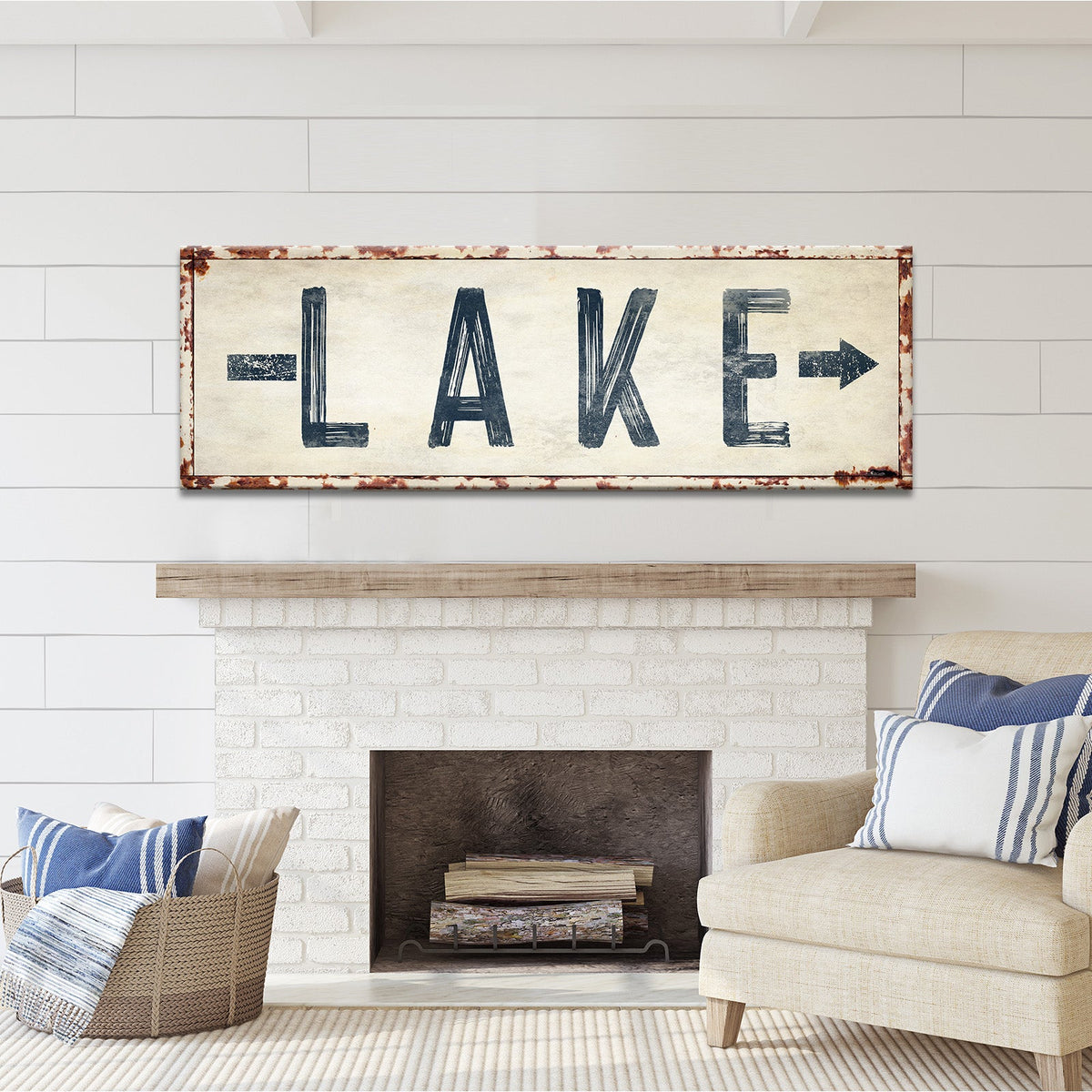 Rustic Lake Arrow Sign