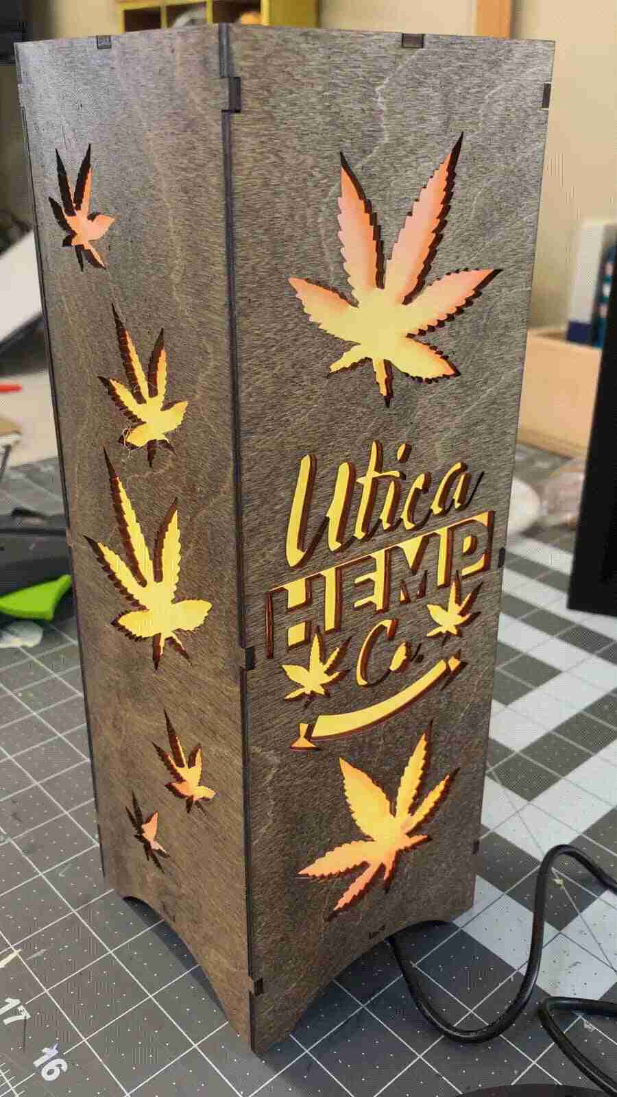 led color changing wooden lamp