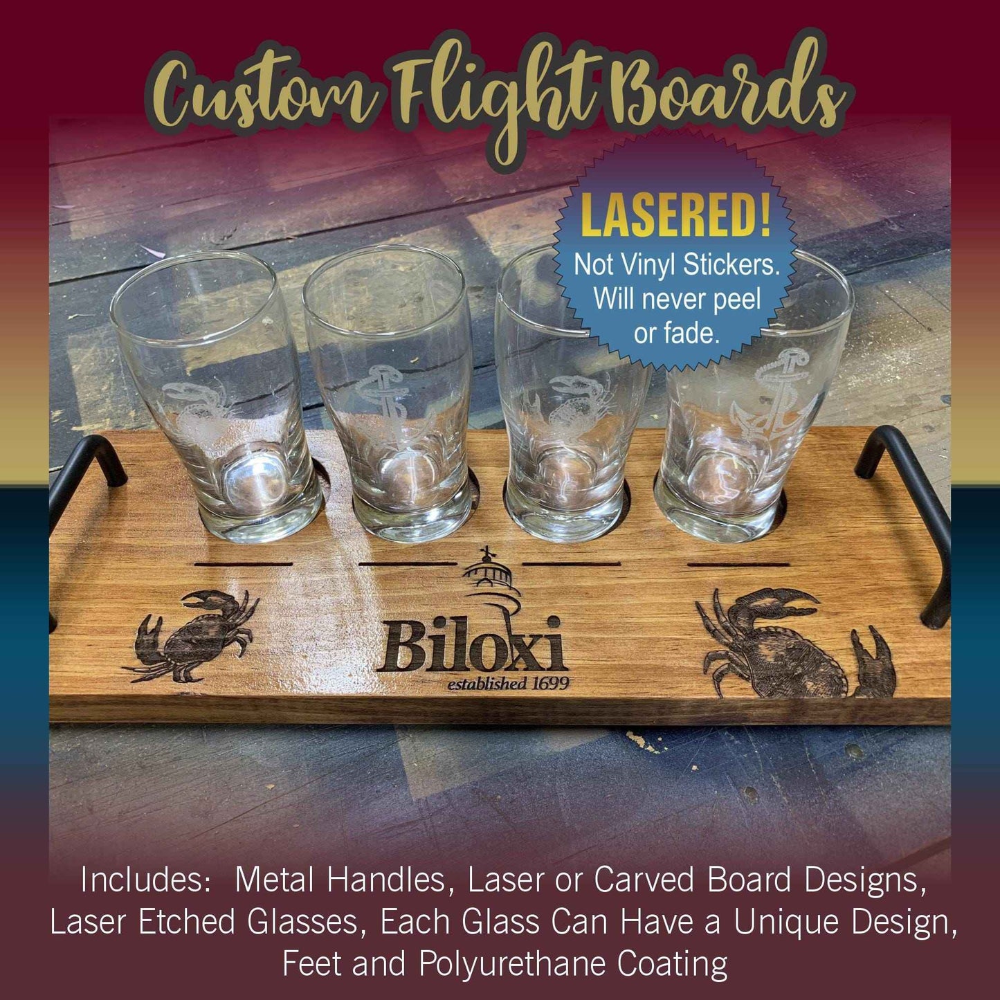 Personalized Beer Flight Board, Taster Tray, Groomsmen Gift, Whiskey Paddle, Craft Brew Tasting Set