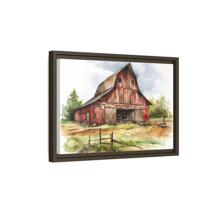 Rustic Red Barn Farmhouse Canvas Wall Art – Country Landscape Barn Print