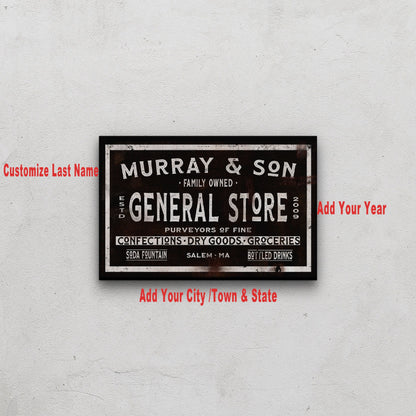 Dry Goods Sign | Personalized General Store Sign | Custom Rustic Farmhouse Sign