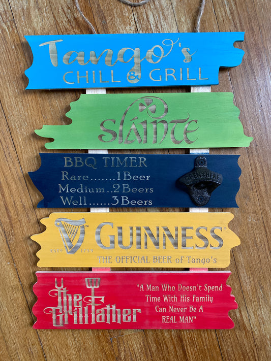 Customized BBQ Timer, Grill Father Sign, Slainte, Bar Sign, Grill Sign, Bottle Opener