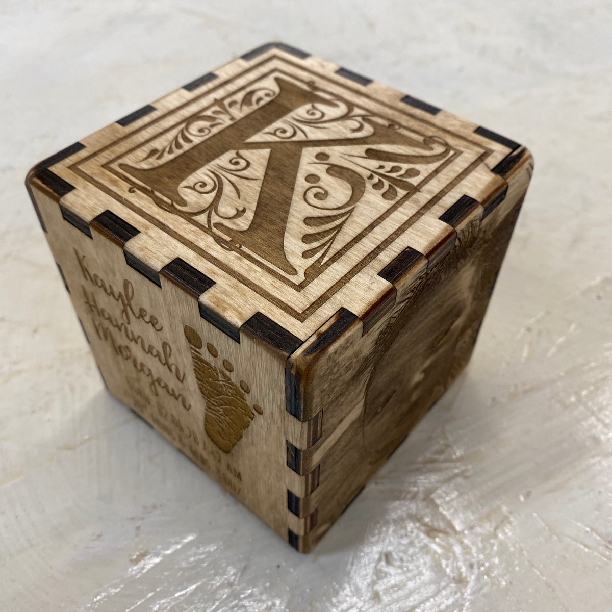 Personalized  Baptism or Memory Block, laser engraved 5 sides