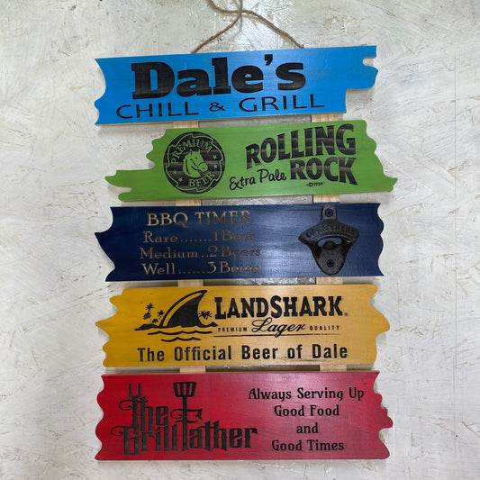 Customized BBQ Timer, Grill Father Sign, Slainte, Bar Sign, Grill Sign, Bottle Opener