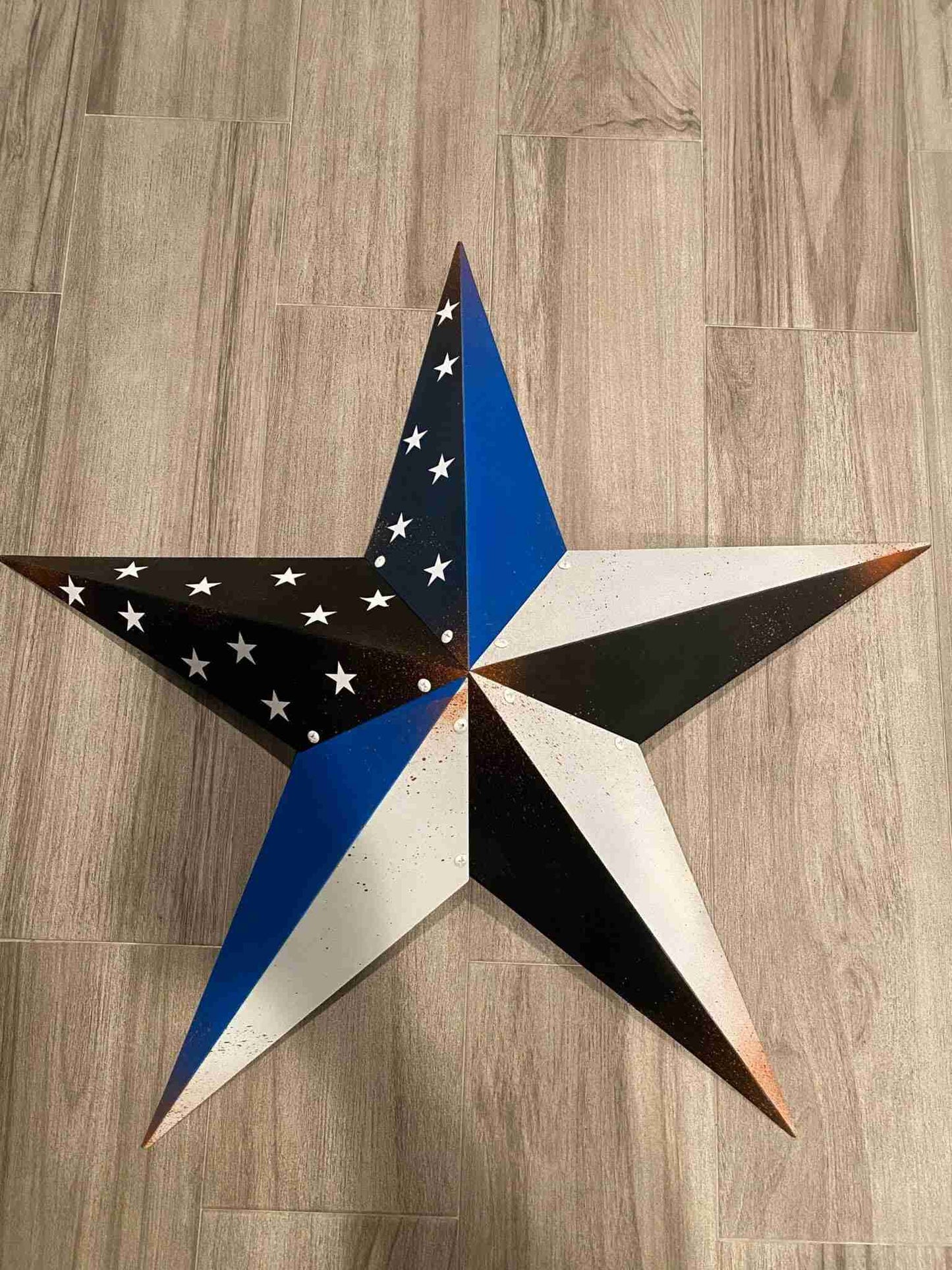 Police Barn Star, Metal Barn Star, Custom Barn Star, Police Star, Thin Blue Line - HM Print & Design LLC