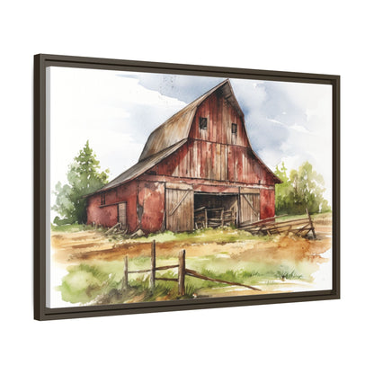 Rustic Red Barn Farmhouse Canvas Wall Art – Country Landscape Barn Print