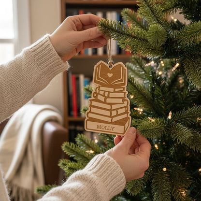 Book Christmas Ornament, book lover ornament, custom book ornament for book club gifts, Unique Personalized Holiday Gift, Reader Gifts