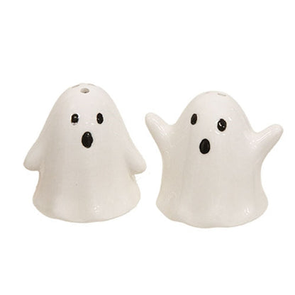 Set of 2 Ceramic Ghost Salt and Pepper Shakers for Halloween