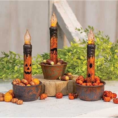 Set of 6 Halloween Timer Taper Candles for Fall Decor