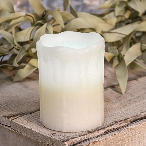 White Drip Pillar Candle 3" x 4"