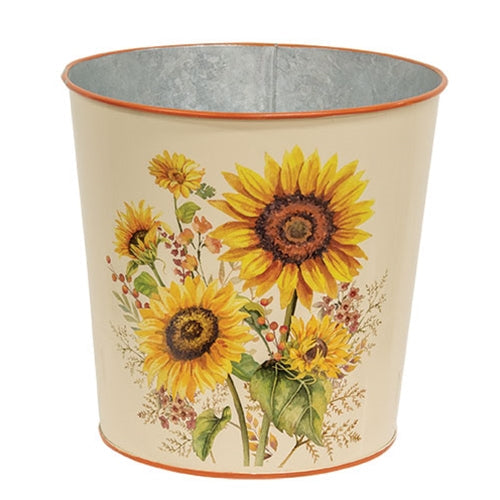 Fall Sunflowers & Berries Metal Bucket Container