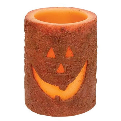 Jack O Lantern Timer Pillar Candle 4" Fall Decor