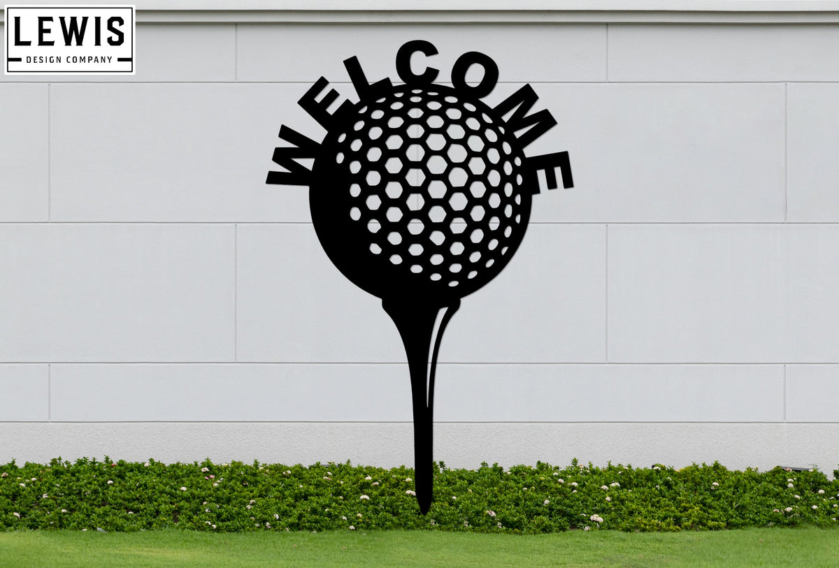 Golf Ball and Tee Welcome Sign