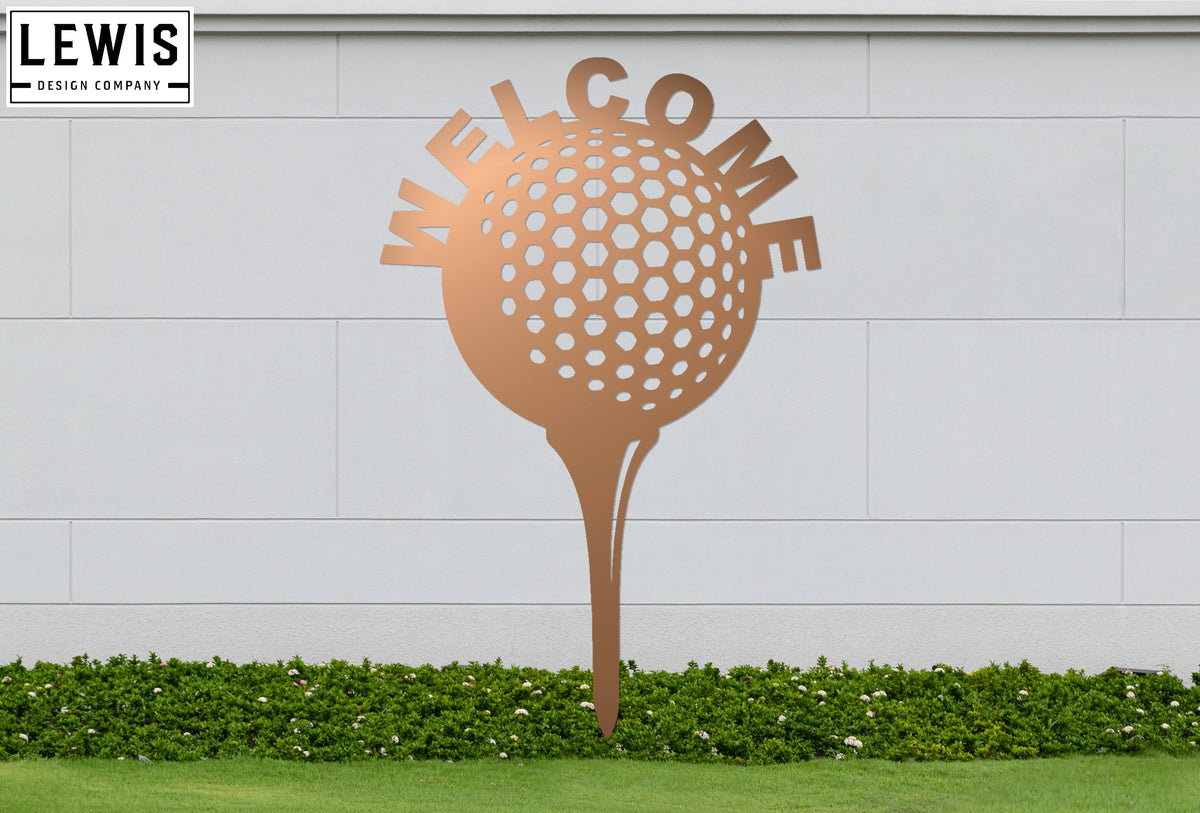 Golf Ball and Tee Welcome Sign