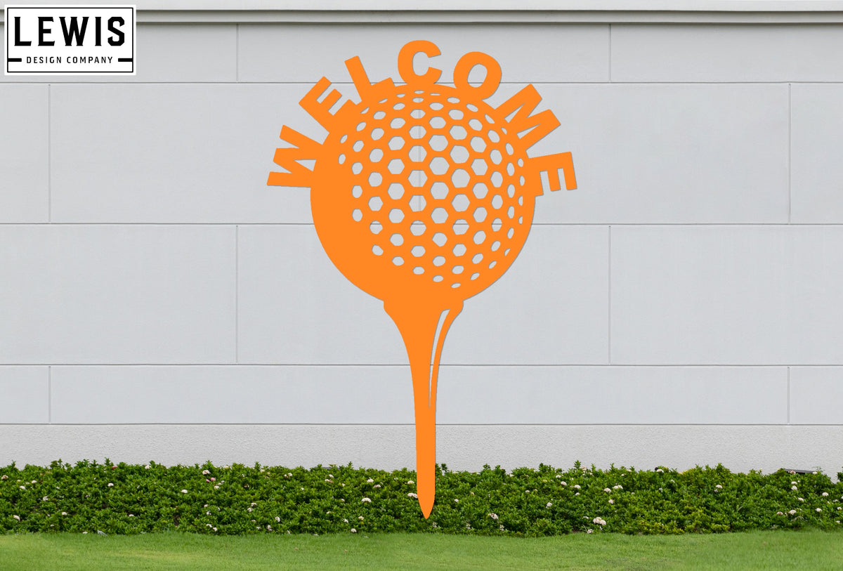Golf Ball and Tee Welcome Sign