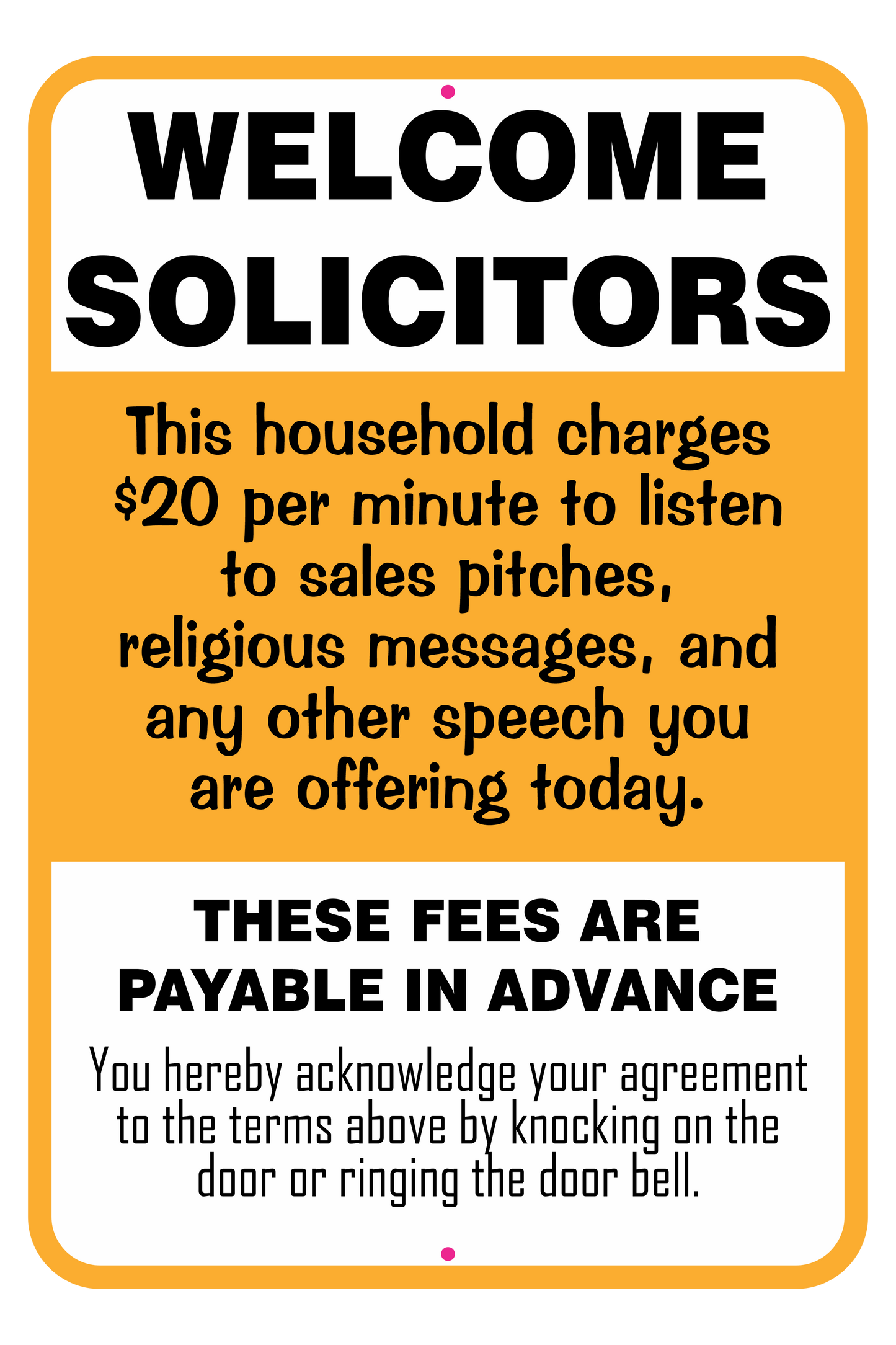 Welcome Solicitors Sign - Funny Door Sign - Salespeople Sign