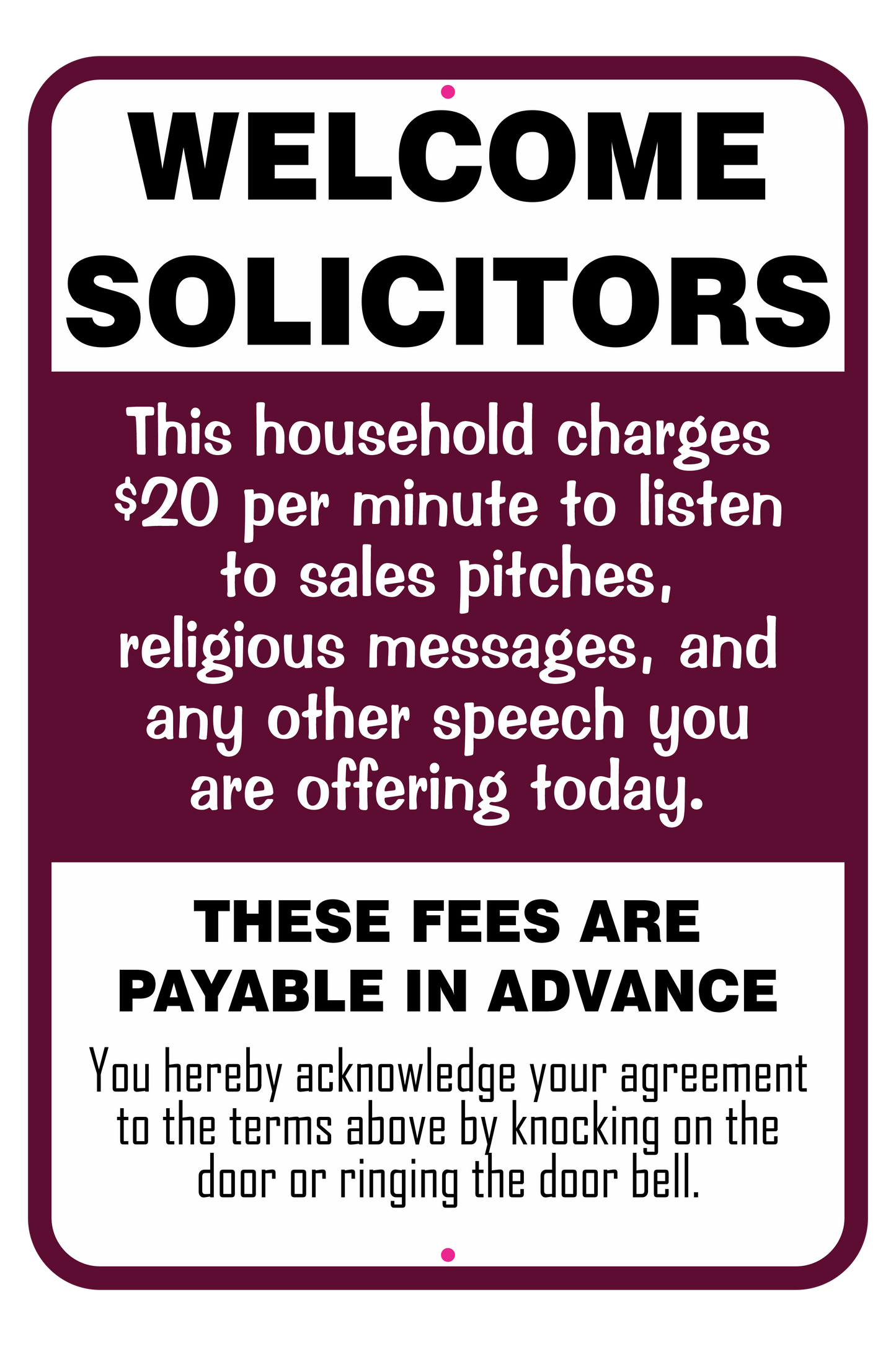 Welcome Solicitors Sign - Funny Door Sign - Salespeople Sign