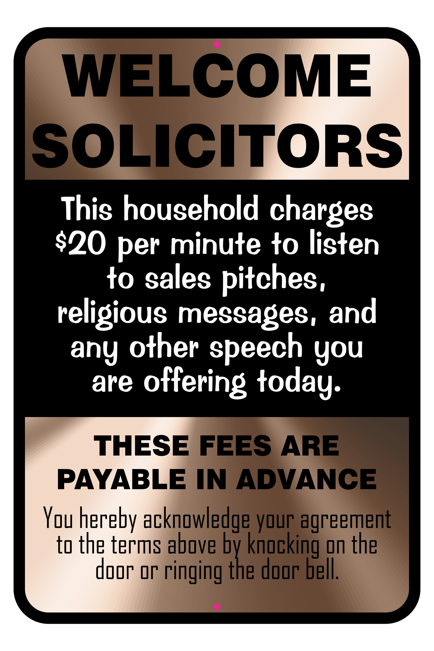 Welcome Solicitors Sign - Funny Door Sign - Salespeople Sign