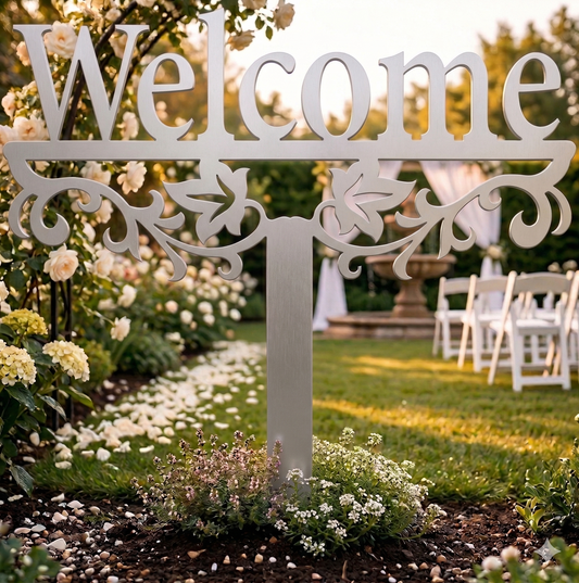 Welcome Yard Stake Metal Sign | Outdoor Garden Entry Decor