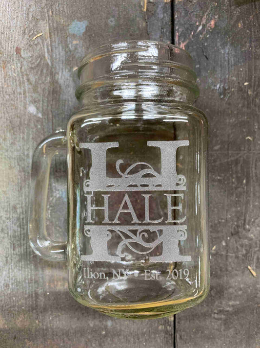 Custom Laser Engraved Mason Jar Mugs - HM Print & Design LLC