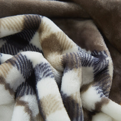 Tache Fall Orange Farmhouse Super Soft Micro Fleece Plaid Patchwork Plush Lightweight Bed Throw Blanket (4021)