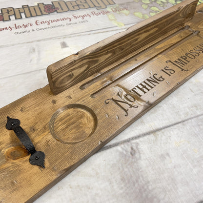 Personalized Wooden Bath Caddy, Live Edge Tub Tray, Engraved Bathtub Board, Rustic Luxury Caddie