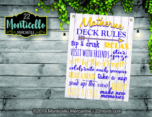 Deck Rules Sign - Weather Resistant - New