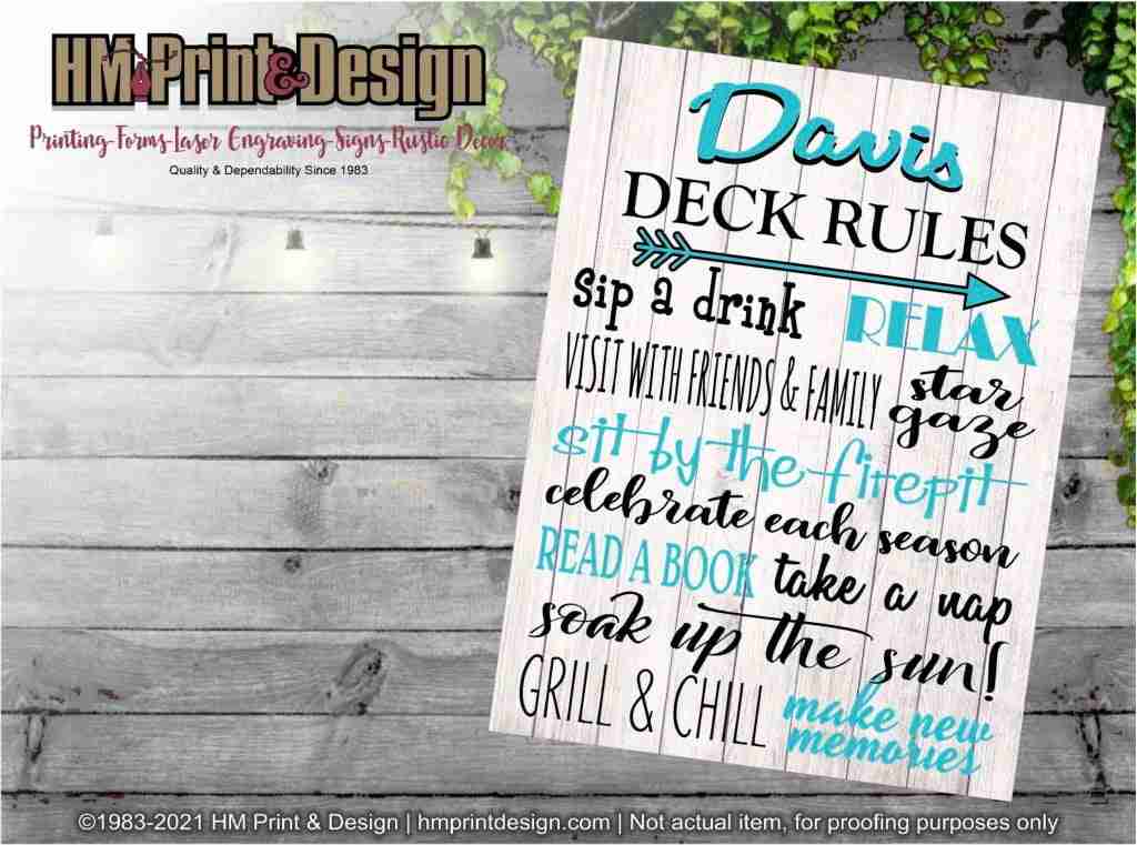 Deck Rules Sign - Weather Resistant - New - NO Grommets image
