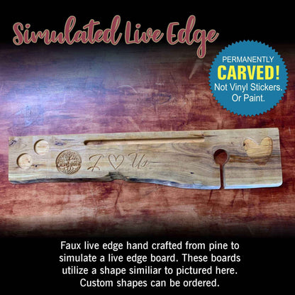 Personalized Wooden Bath Caddy, Live Edge Tub Tray, Engraved Bathtub Board, Rustic Luxury Caddie