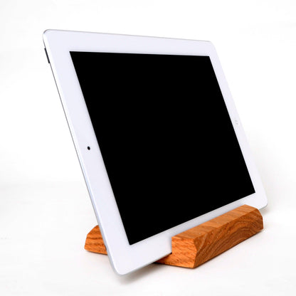 Wood iPad Stand - Custom Monogram Engraved Tablet Holder & Charging Station Dock