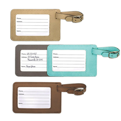 Personalized Luggage Tag - Custom Engraved Leather Travel ID Tag Gift