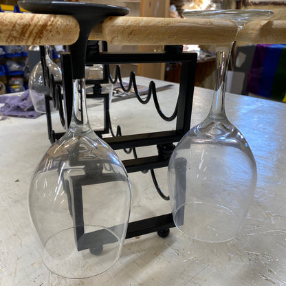 Engraved Wood Wine Rack & Glass Holder