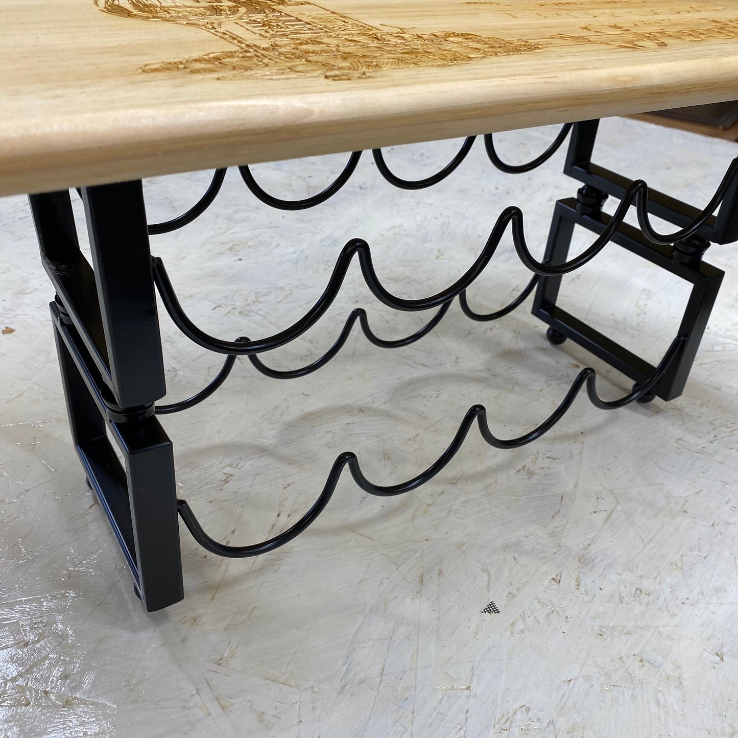 Engraved Wood Wine Rack & Glass Holder