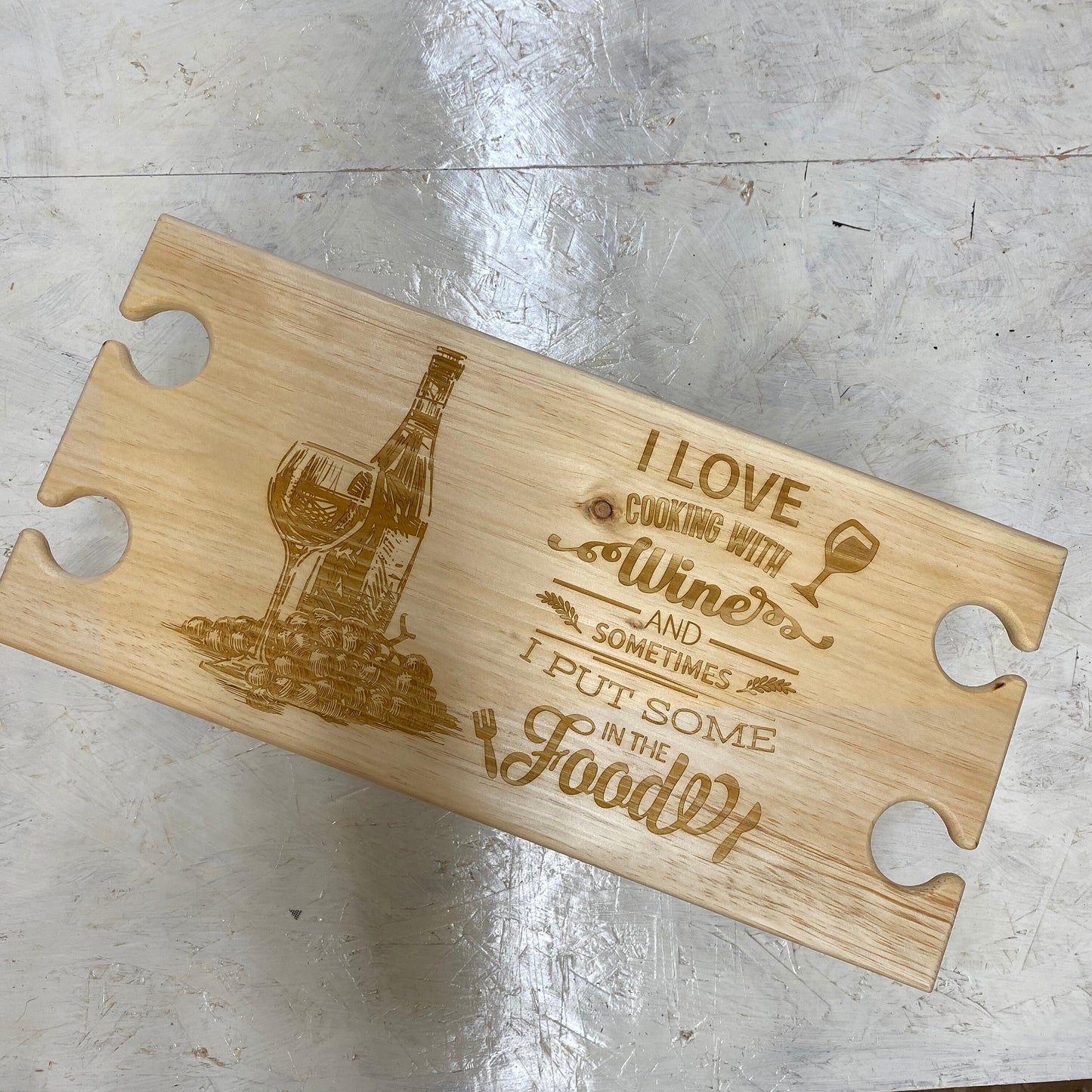 Engraved Wood Wine Rack & Glass Holder
