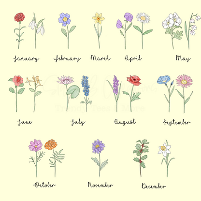 Birth Flower Wood Sign
