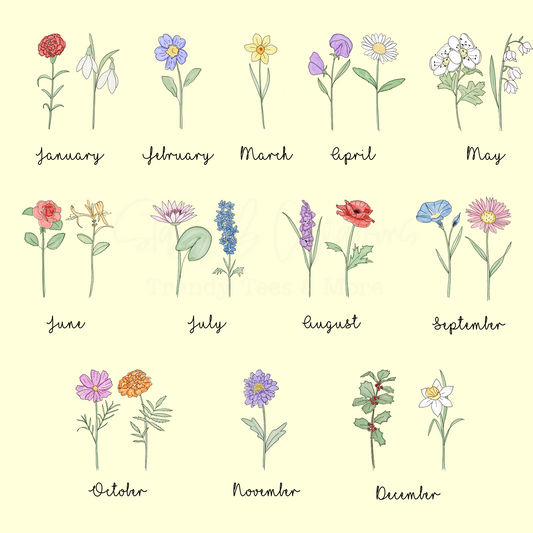 Birth Flower Wood Sign
