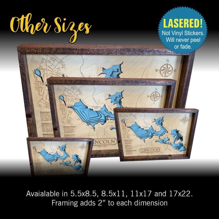 wooden lake maps, 3d lake maps