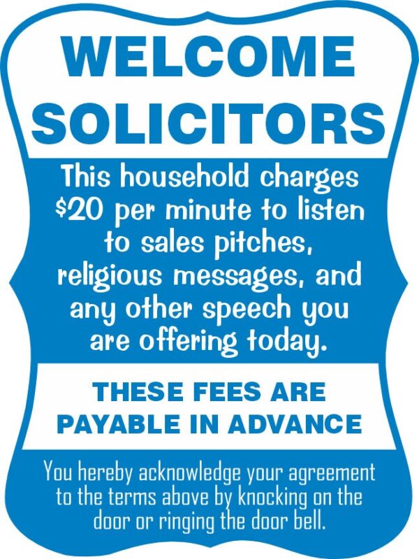 Welcome Solicitors Sign - Funny Door Sign - Salespeople Sign - Image 2