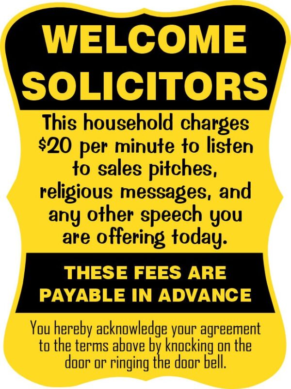 Welcome Solicitors Sign - Funny Door Sign - Salespeople Sign - Image 3