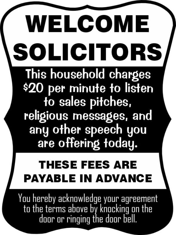 Welcome Solicitors Sign - Funny Door Sign - Salespeople Sign - Image 5