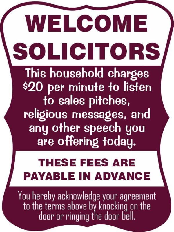 Welcome Solicitors Sign - Funny Door Sign - Salespeople Sign - Image 6