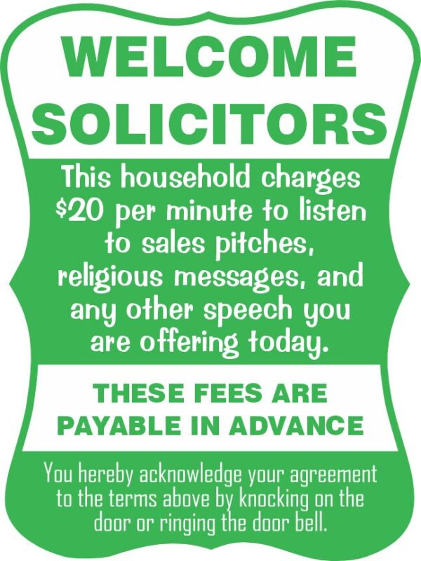 Welcome Solicitors Sign - Funny Door Sign - Salespeople Sign - Image 7