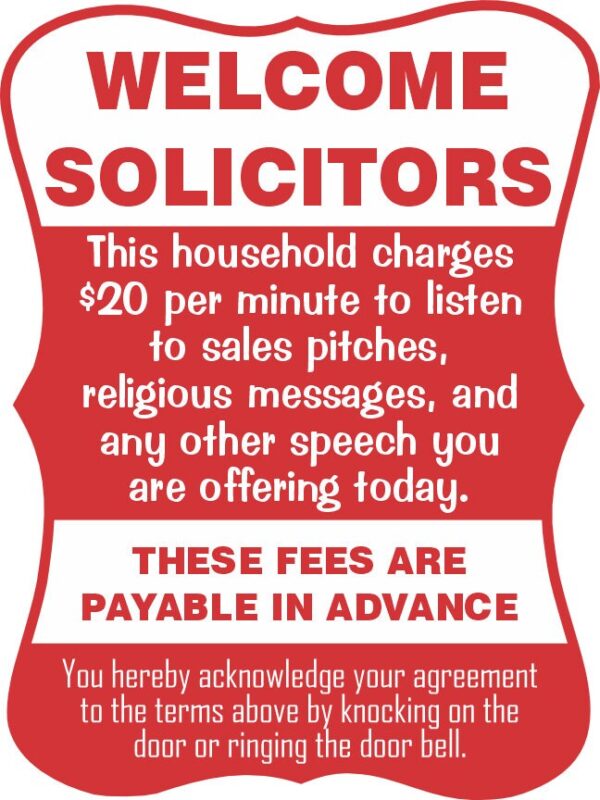 Welcome Solicitors Sign - Funny Door Sign - Salespeople Sign - Image 4